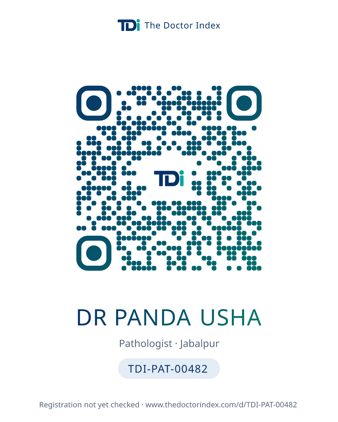 QR card for Dr Panda Usha, TDI-PAT-00482