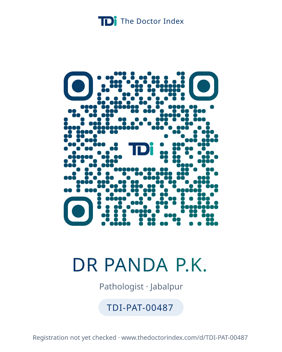 QR card for Dr Panda P.K., TDI-PAT-00487