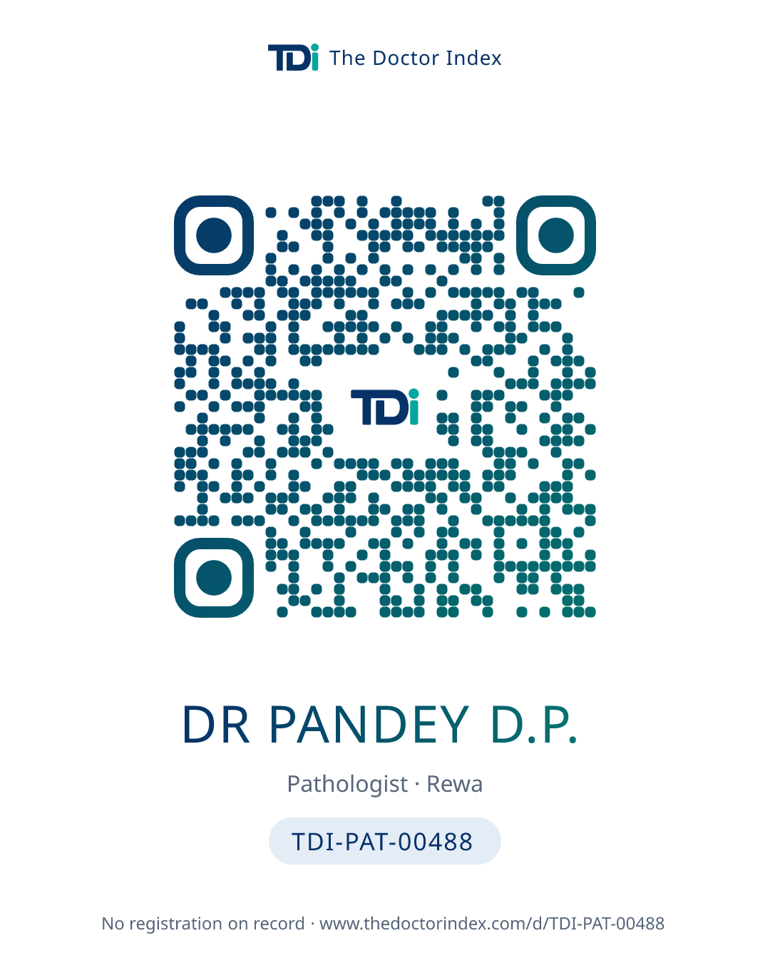 QR card for Dr Pandey D.P., TDI-PAT-00488