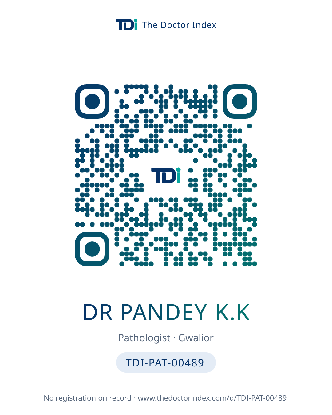 QR card for Dr Pandey K.K, TDI-PAT-00489
