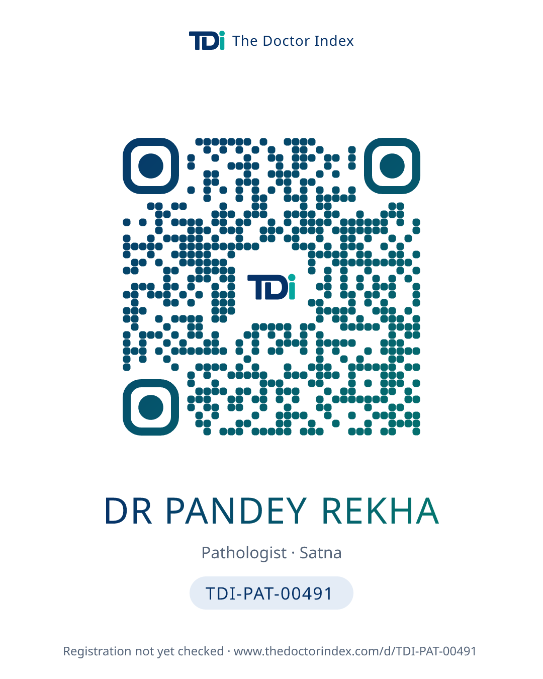 QR card for Dr Pandey Rekha, TDI-PAT-00491