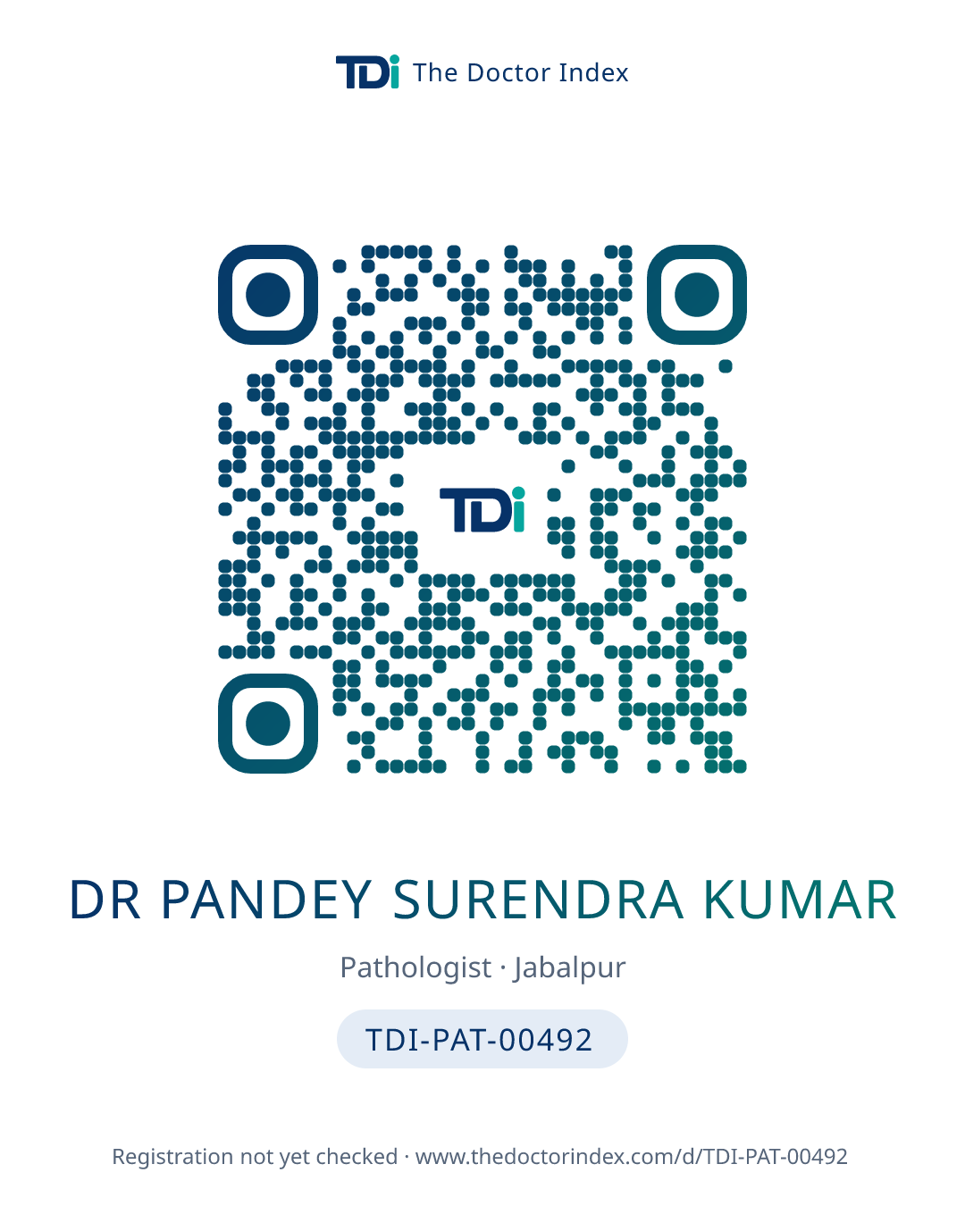 QR card for Dr Pandey Surendra Kumar, TDI-PAT-00492
