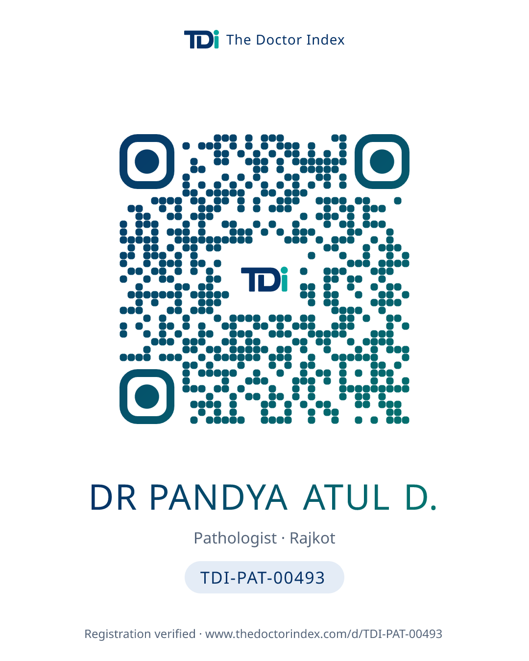 QR card for Dr Pandya Atul D., TDI-PAT-00493