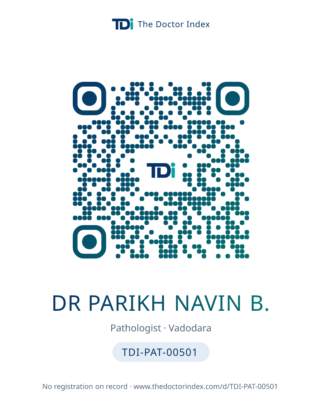 QR card for Dr Parikh Navin B., TDI-PAT-00501