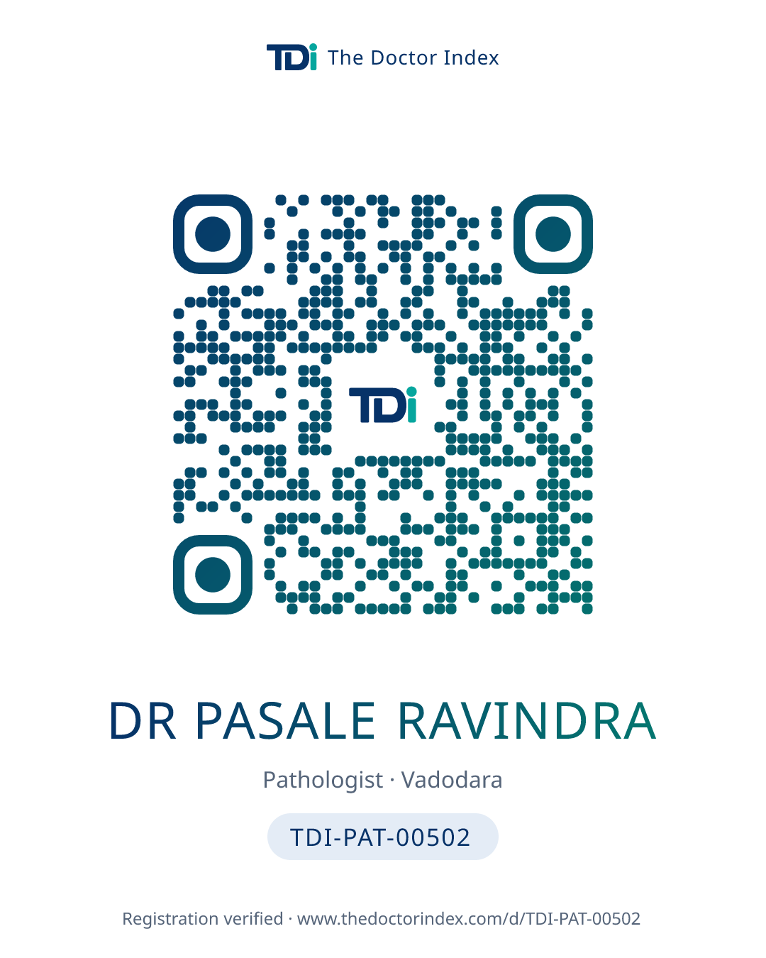 QR card for Dr Pasale Ravindra, TDI-PAT-00502