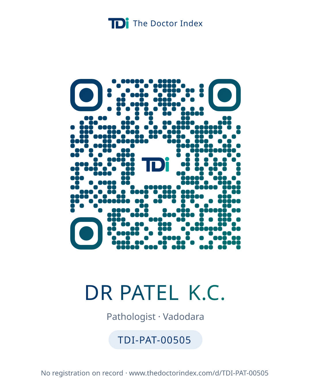 QR card for Dr Patel K.C., TDI-PAT-00505
