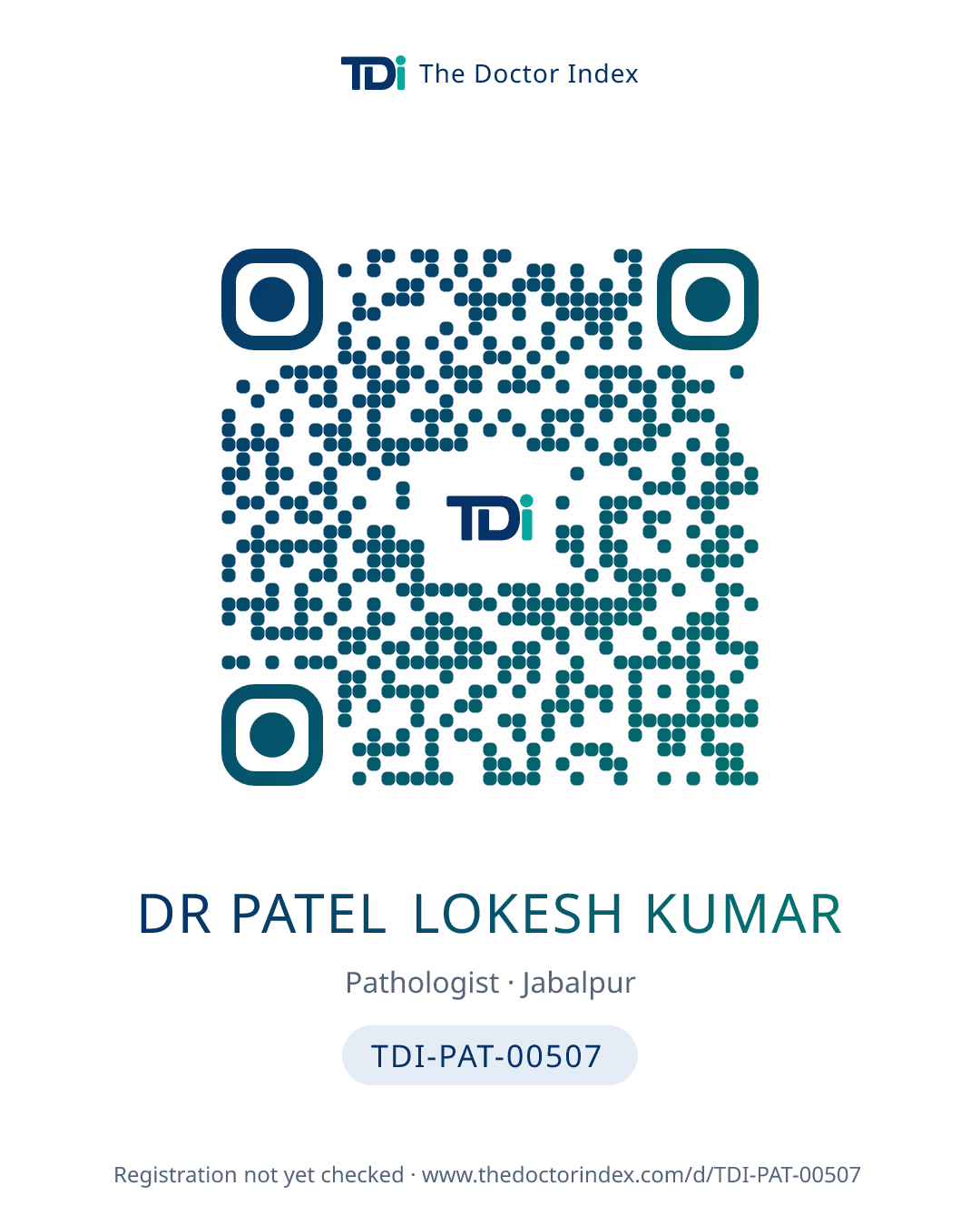 QR card for Dr Patel Lokesh Kumar, TDI-PAT-00507