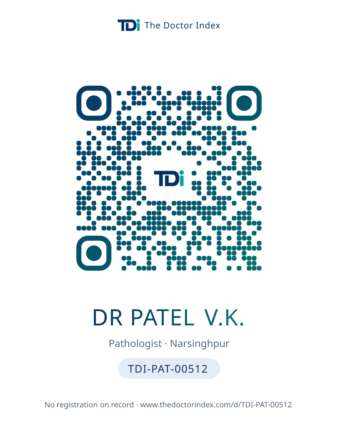 QR card for Dr Patel V.K., TDI-PAT-00512