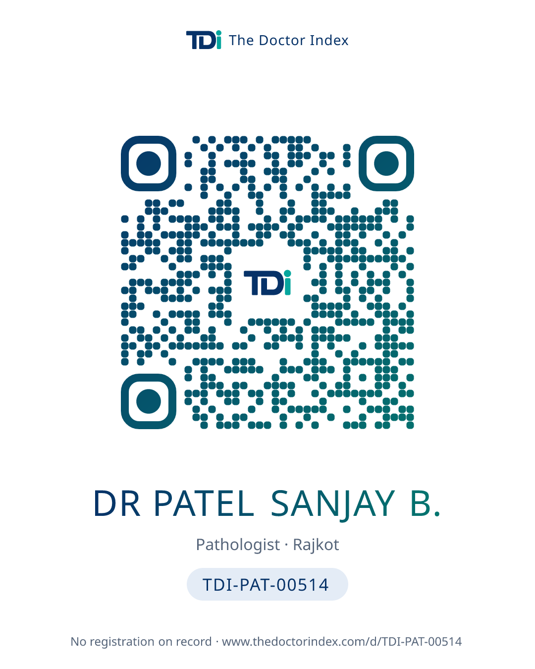 QR card for Dr Patel Sanjay B., TDI-PAT-00514