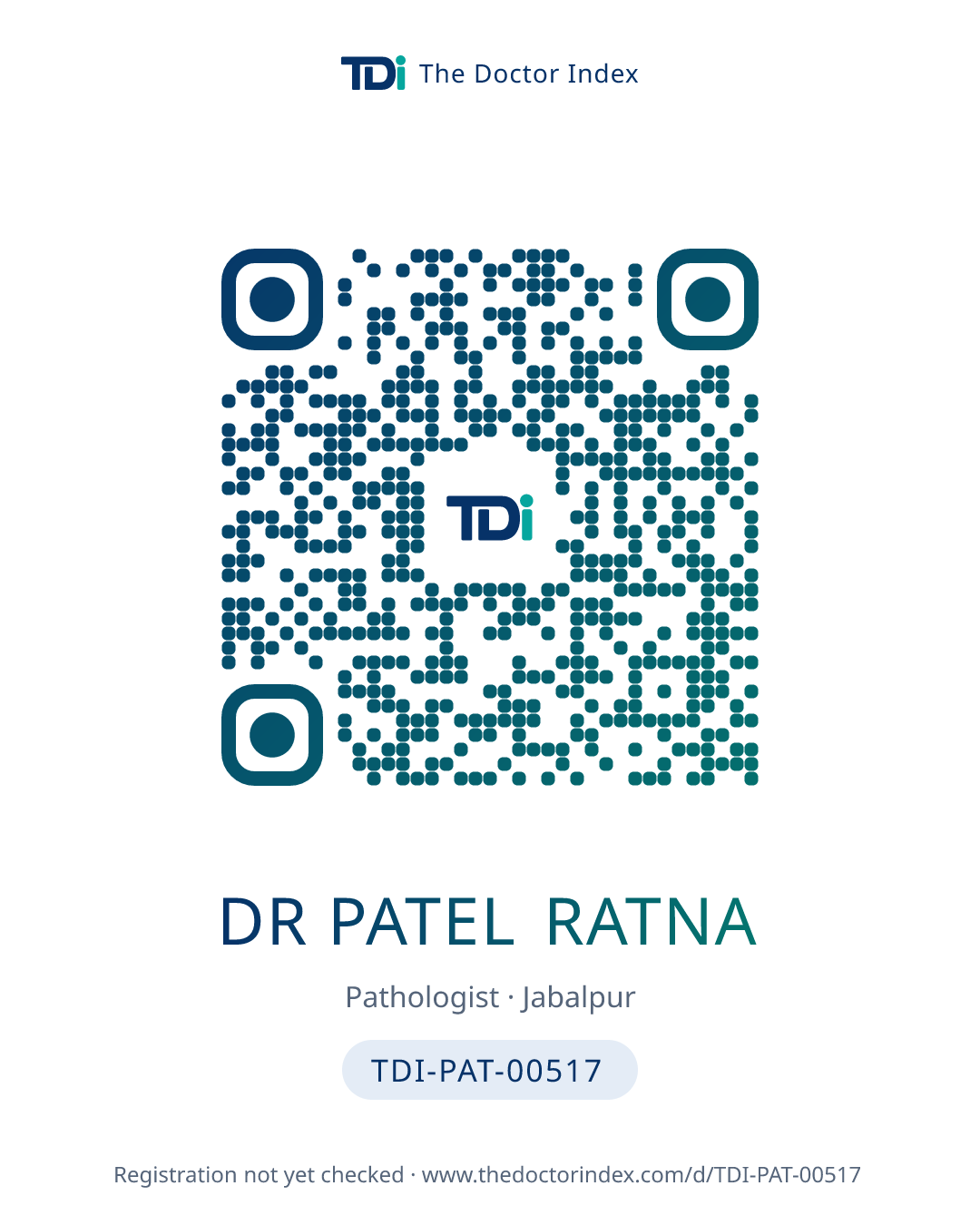 QR card for Dr Patel Ratna, TDI-PAT-00517