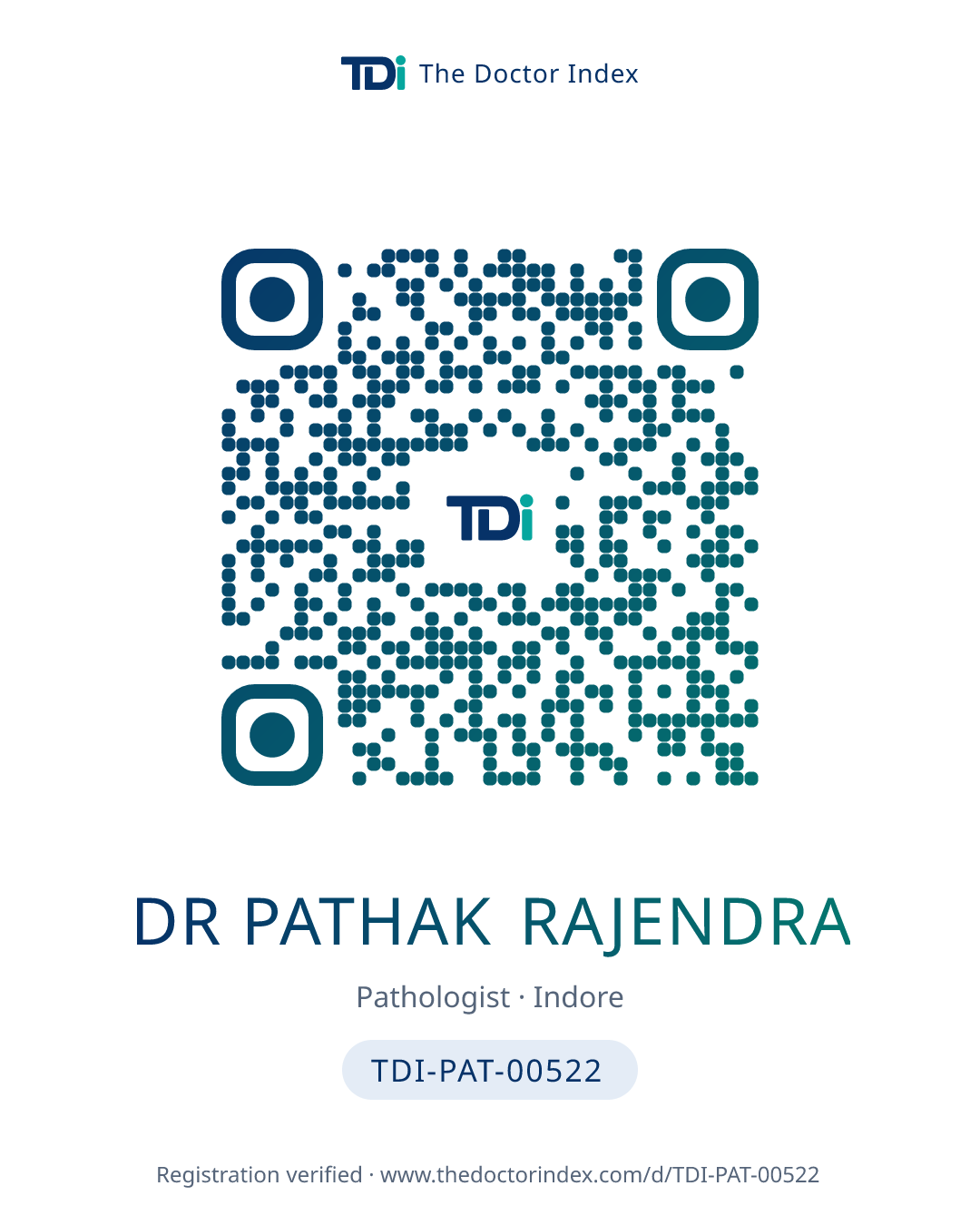 QR card for Dr Pathak Rajendra, TDI-PAT-00522