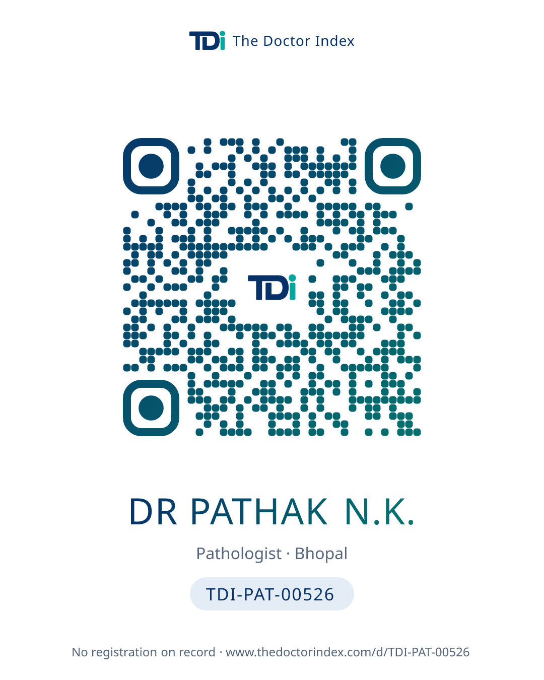 QR card for Dr Pathak N.K., TDI-PAT-00526