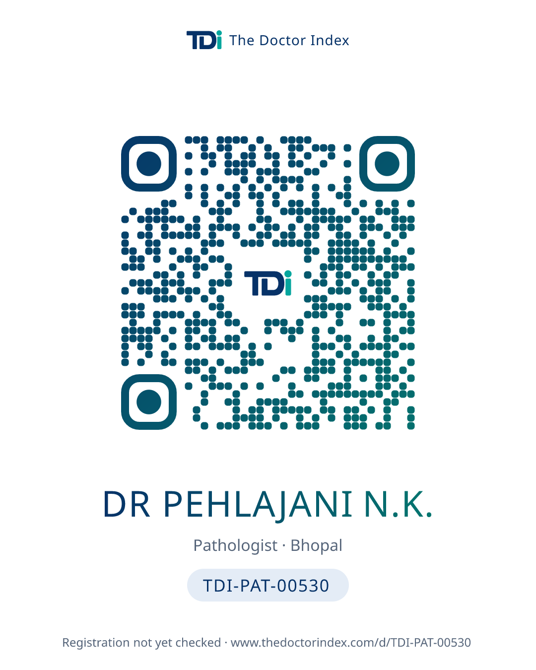 QR card for Dr Pehlajani N.K., TDI-PAT-00530