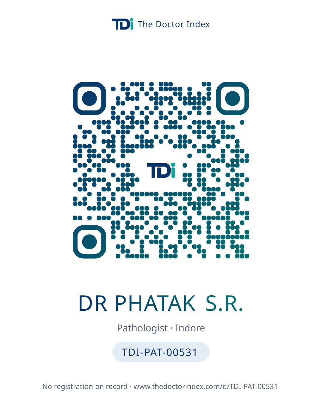 QR card for Dr Phatak S.R., TDI-PAT-00531