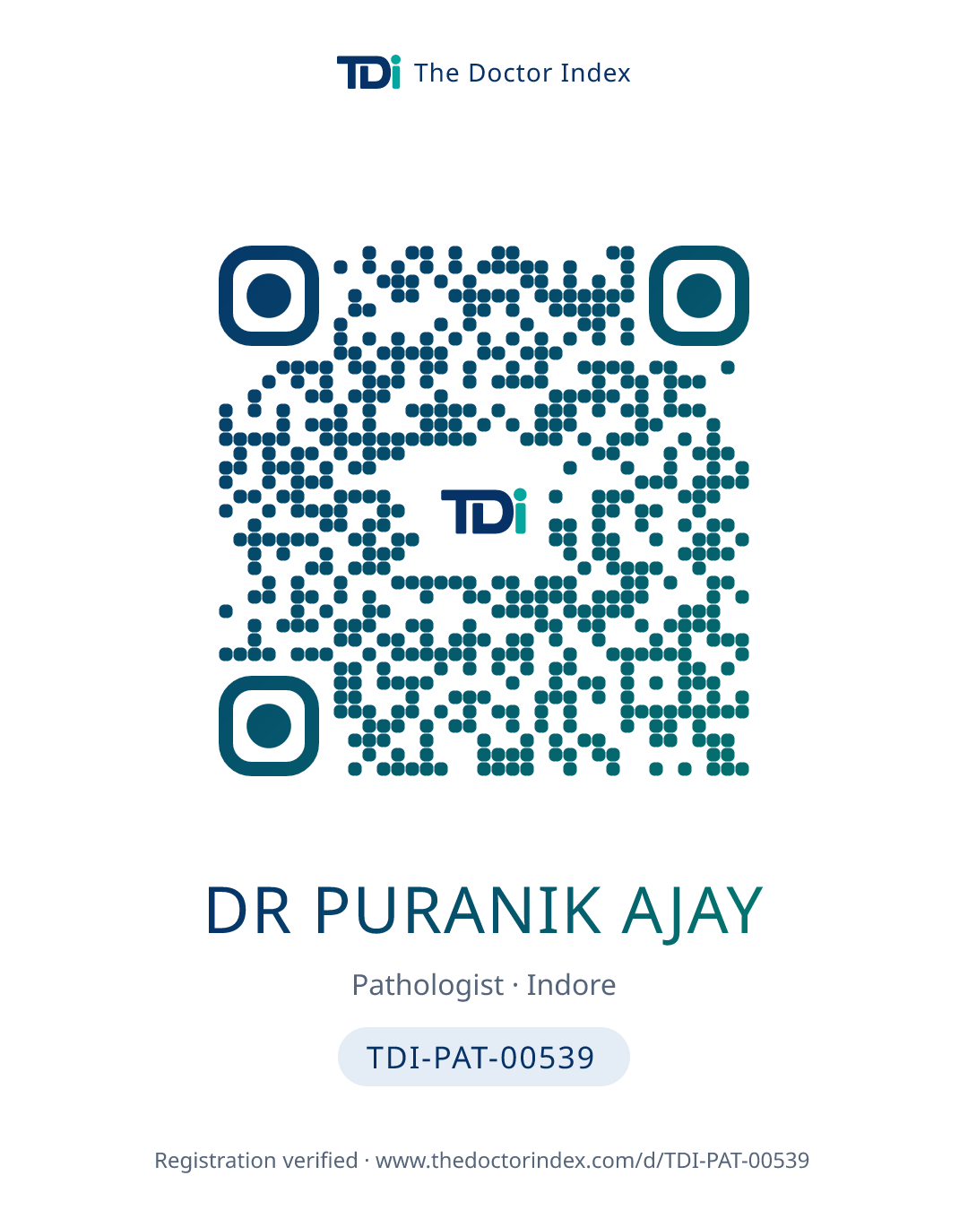 QR card for Dr Puranik Ajay, TDI-PAT-00539