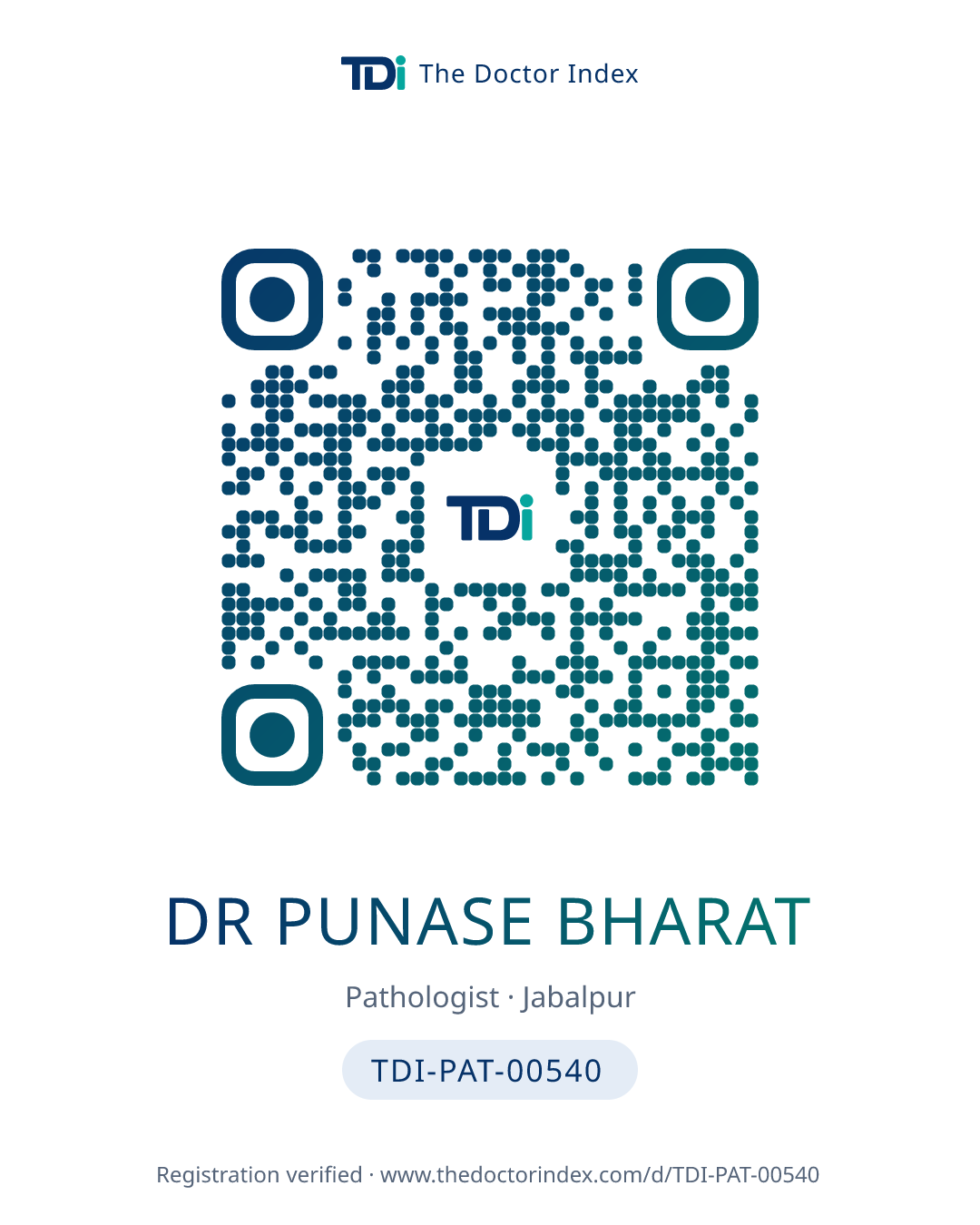 QR card for Dr Punase Bharat, TDI-PAT-00540