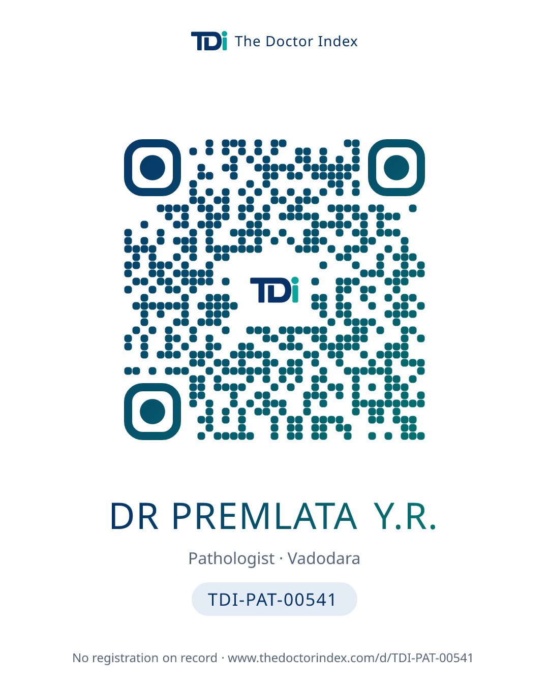 QR card for Dr Premlata Y.R., TDI-PAT-00541