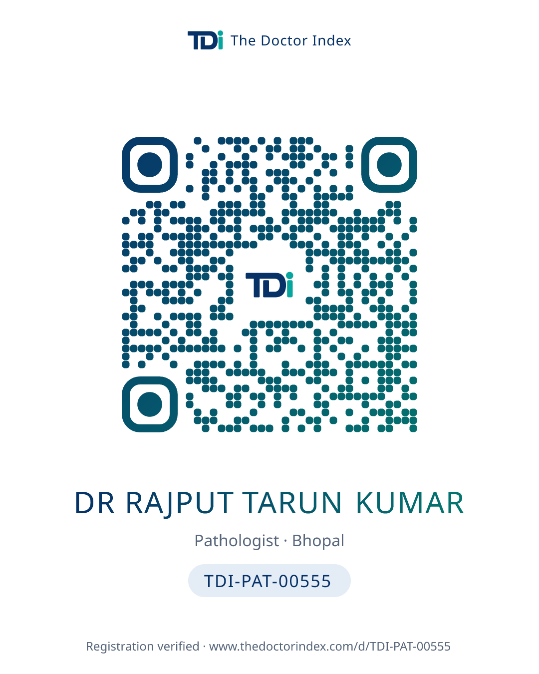 QR card for Dr Rajput Tarun Kumar, TDI-PAT-00555