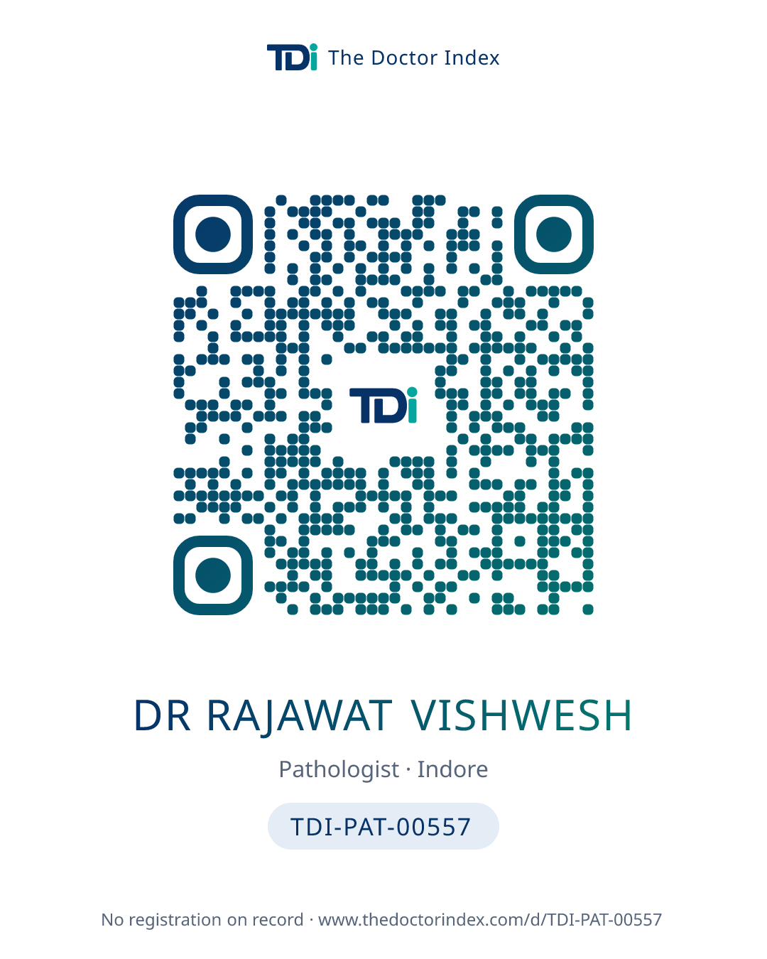QR card for Dr Rajawat Vishwesh, TDI-PAT-00557