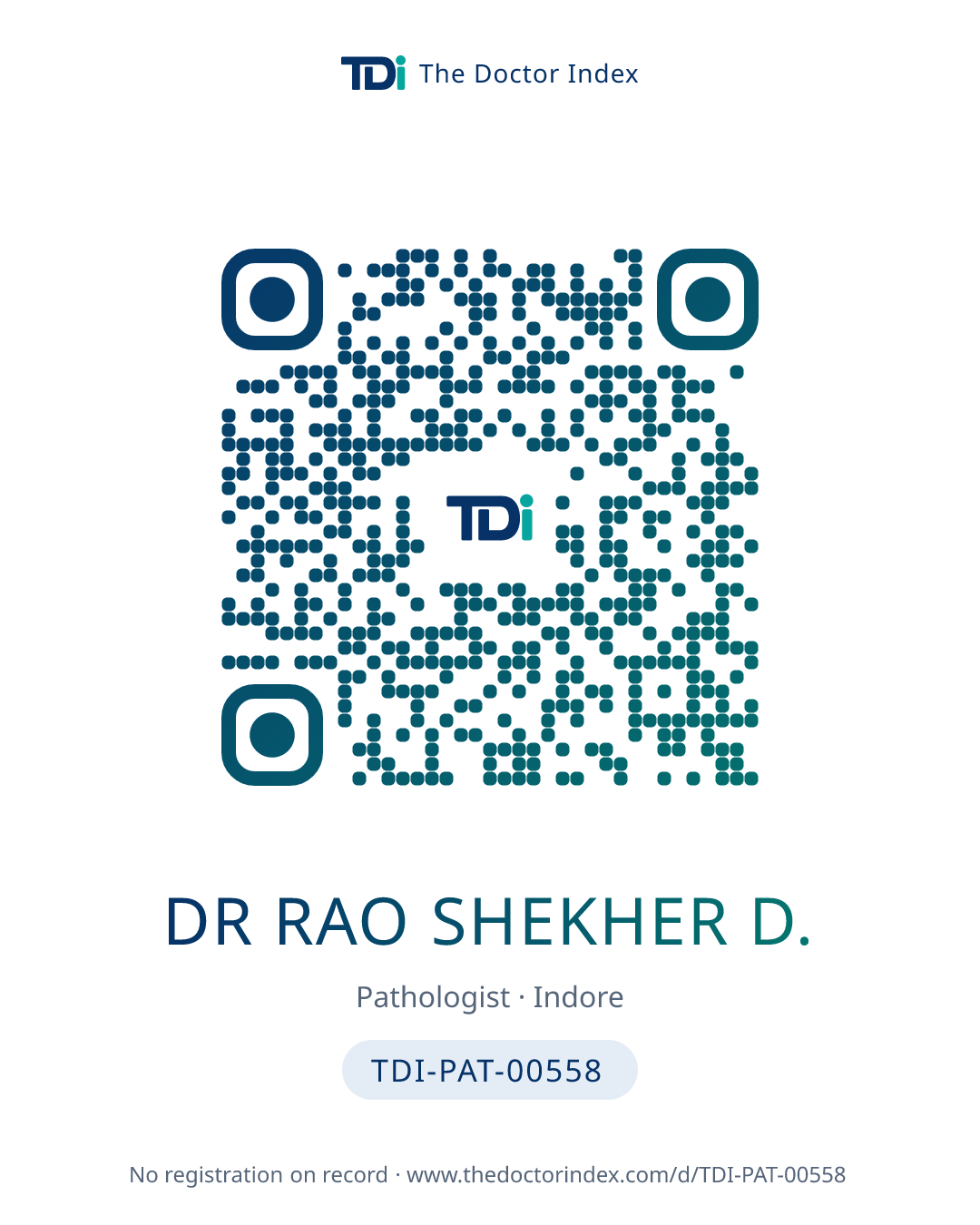 QR card for Dr Rao Shekher D., TDI-PAT-00558