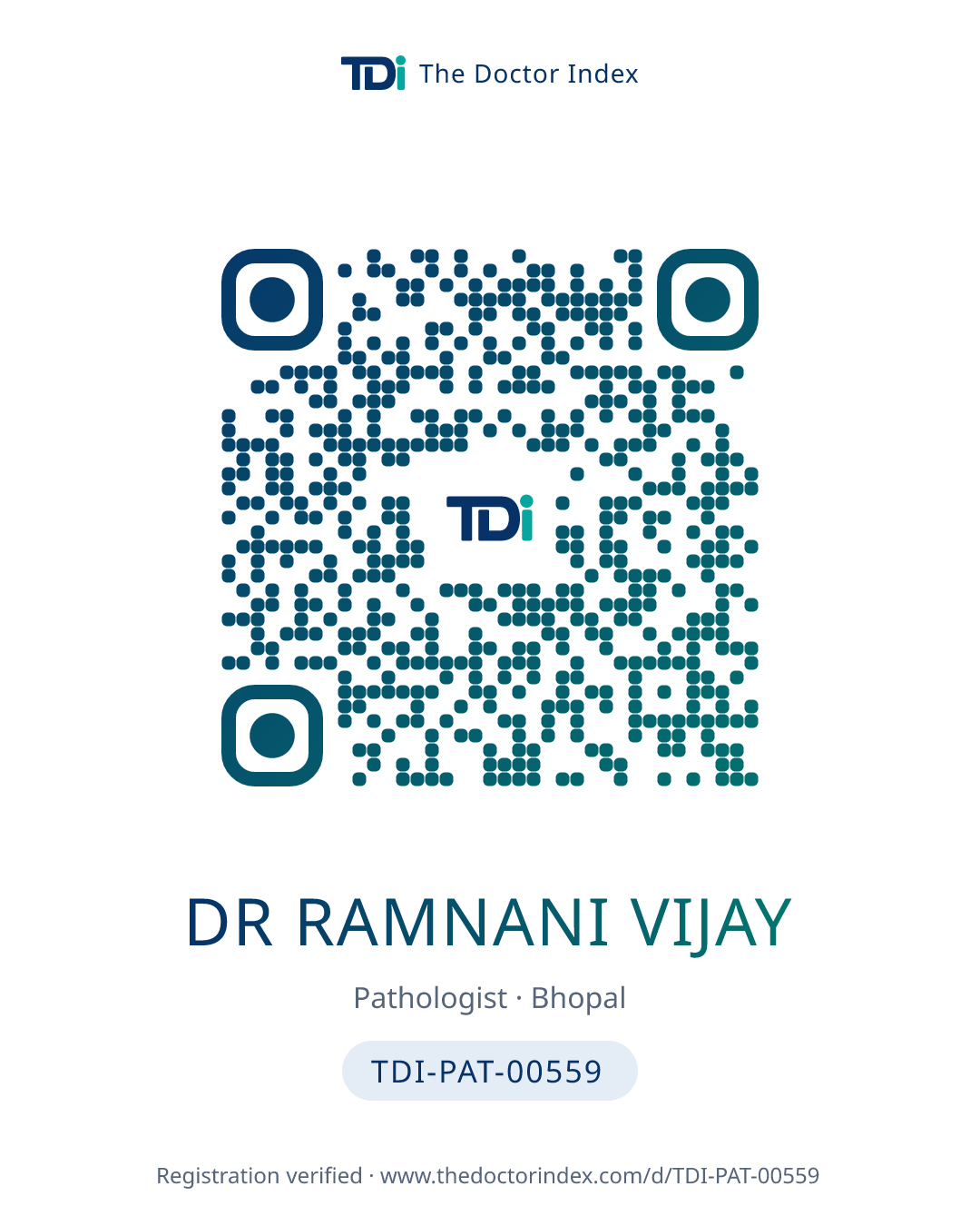 QR card for Dr Ramnani Vijay, TDI-PAT-00559