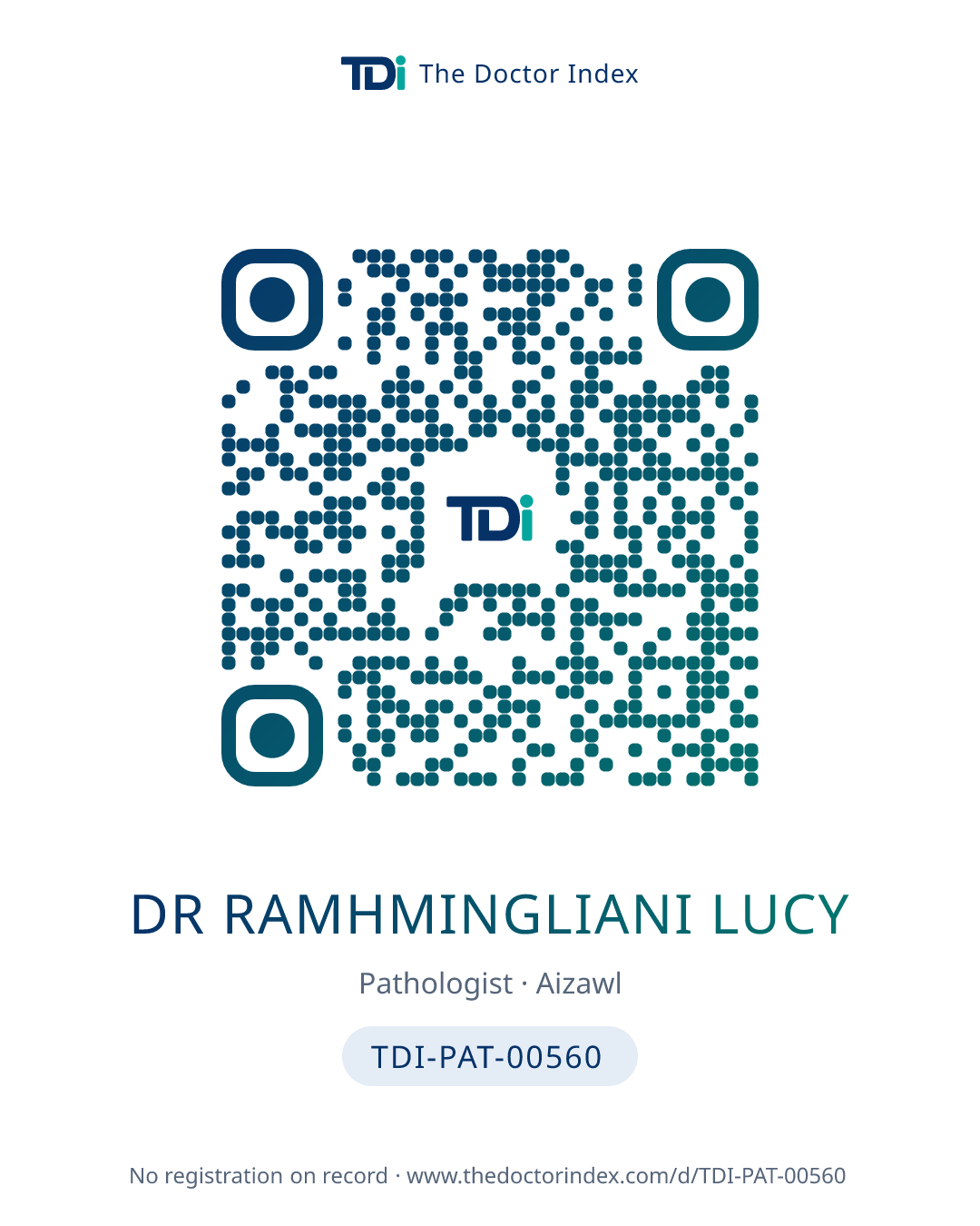 QR card for Dr Ramhmingliani Lucy, TDI-PAT-00560