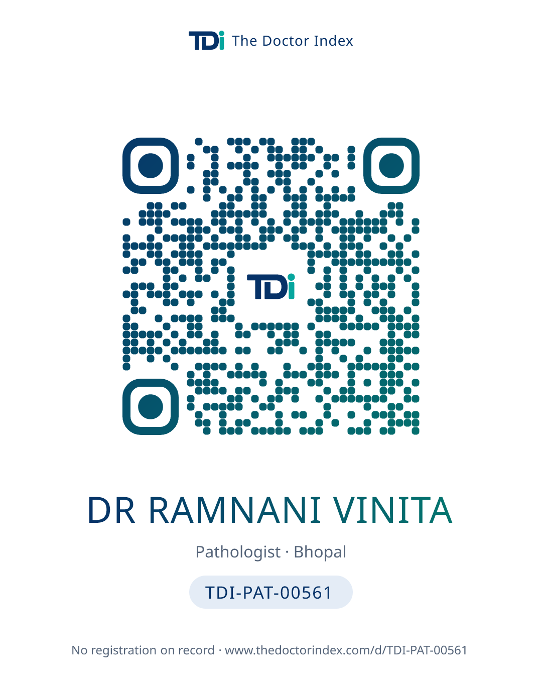 QR card for Dr Ramnani Vinita, TDI-PAT-00561