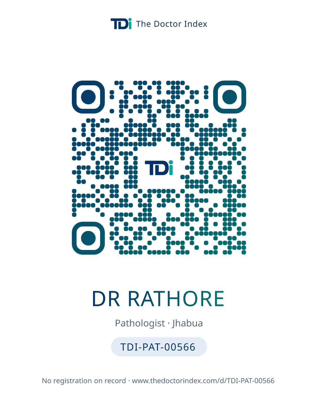 QR card for Dr Rathore, TDI-PAT-00566