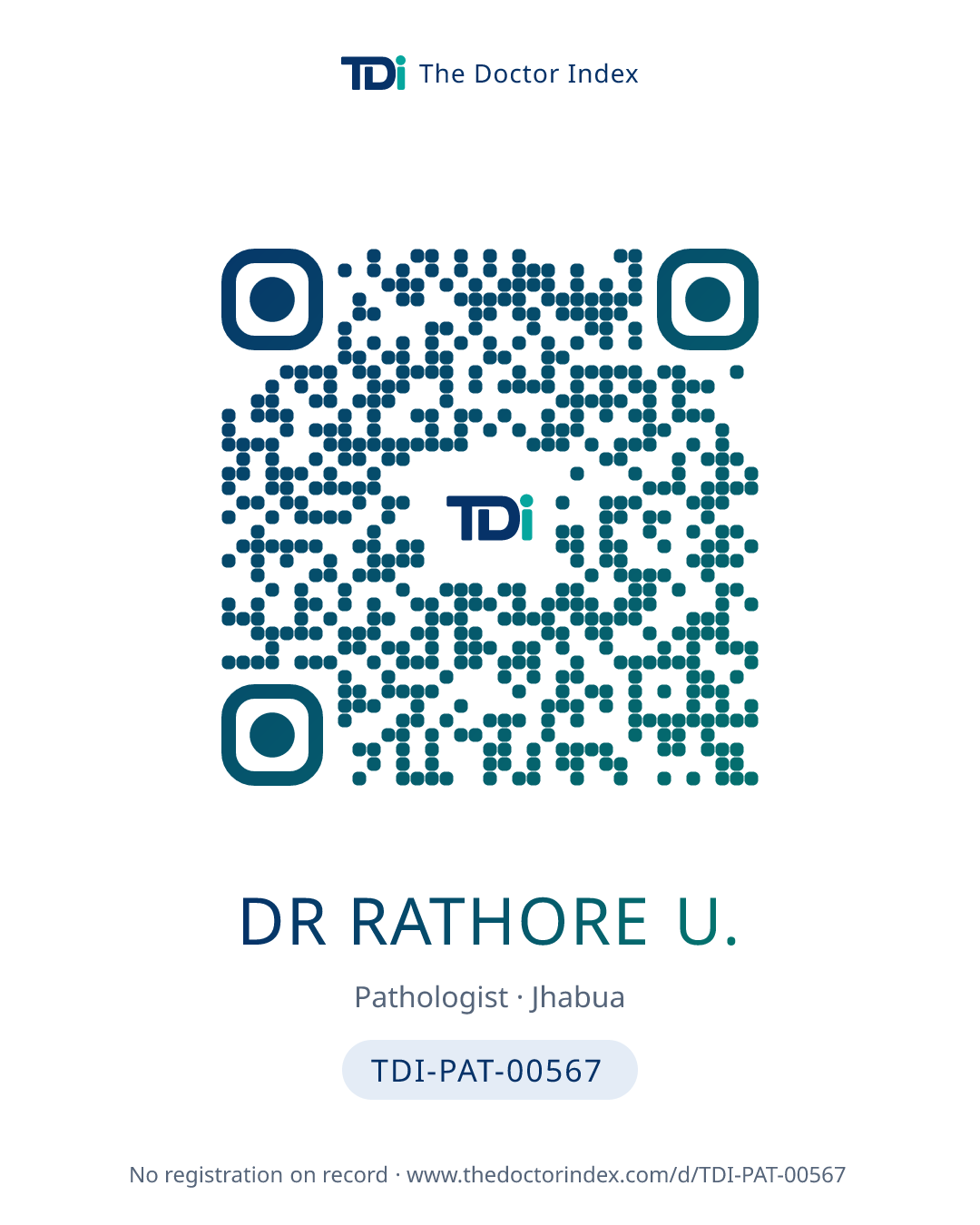 QR card for Dr Rathore U., TDI-PAT-00567
