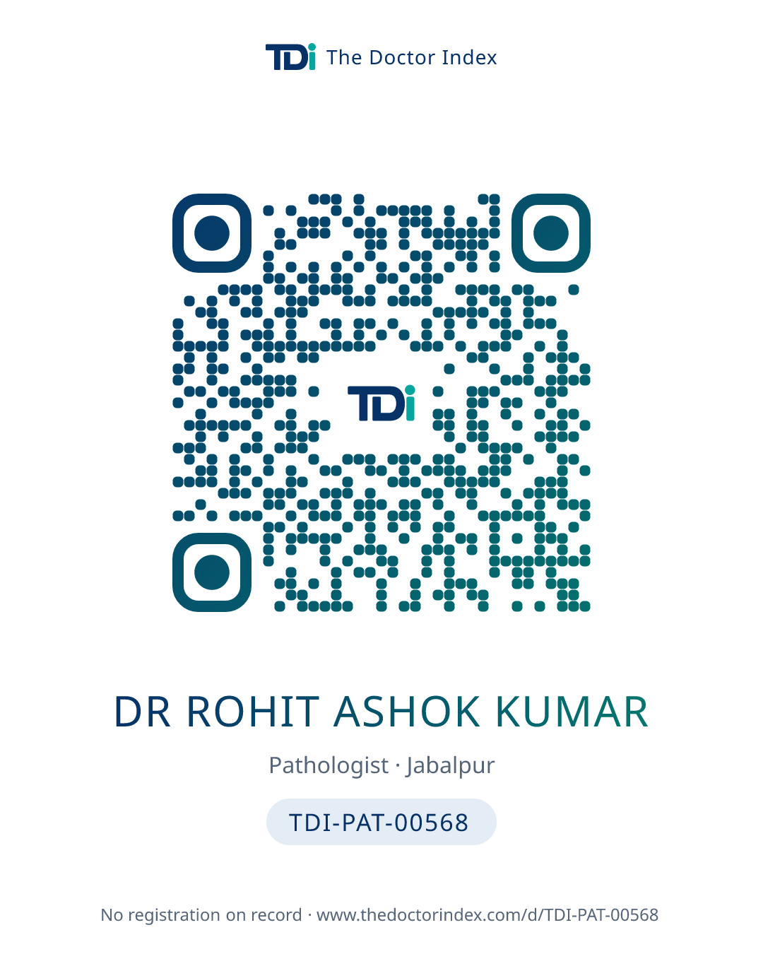QR card for Dr Rohit Ashok Kumar, TDI-PAT-00568