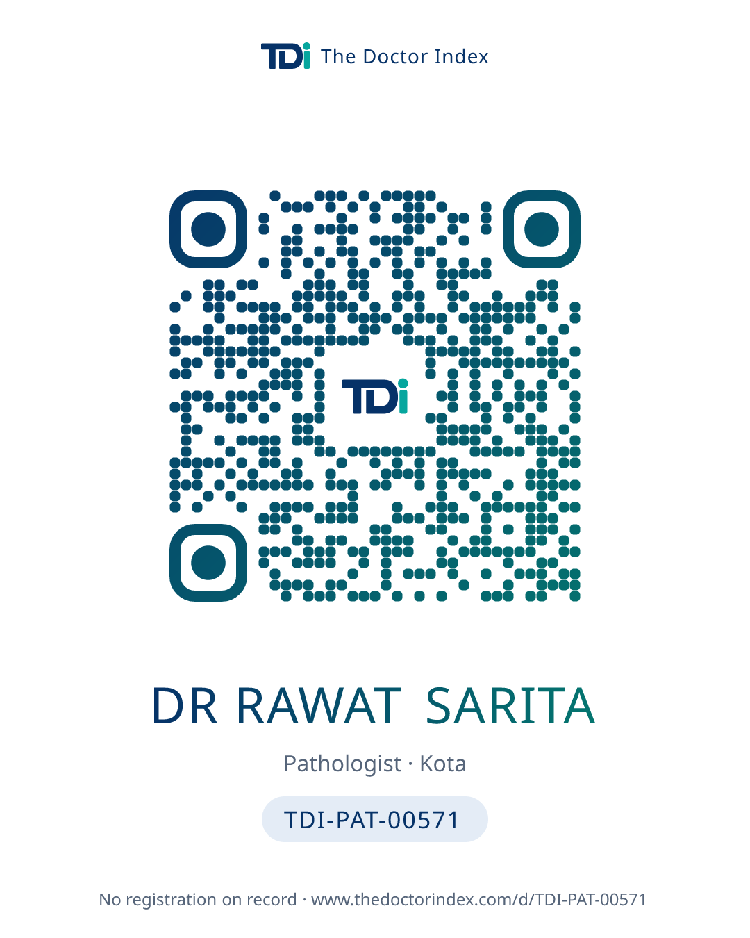 QR card for Dr Rawat Sarita, TDI-PAT-00571