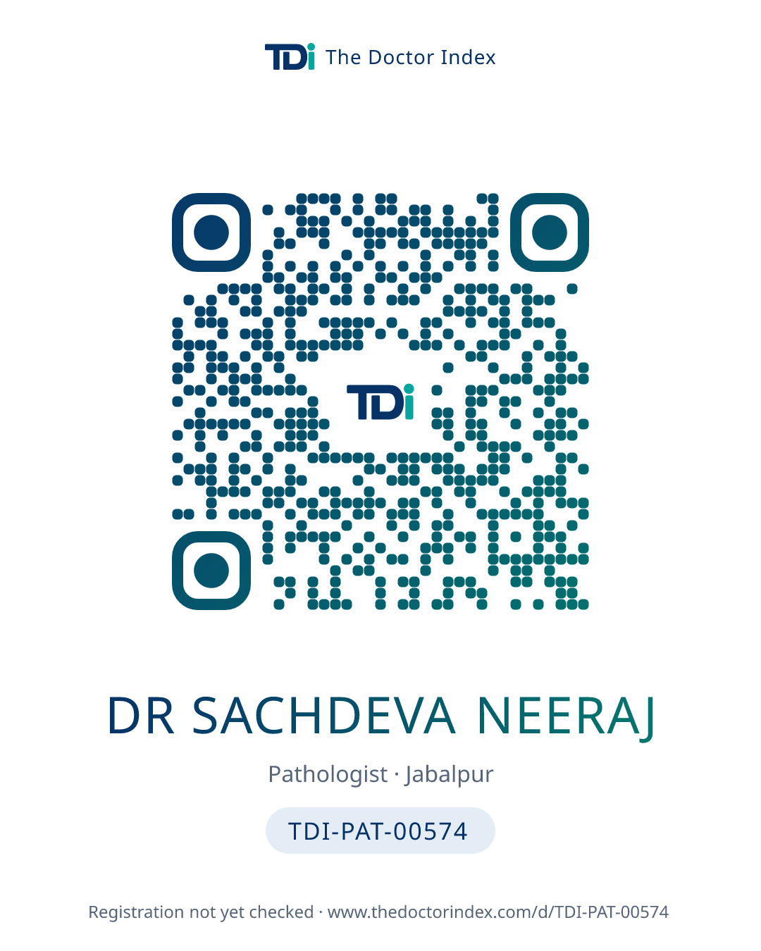 QR card for Dr Sachdeva Neeraj, TDI-PAT-00574