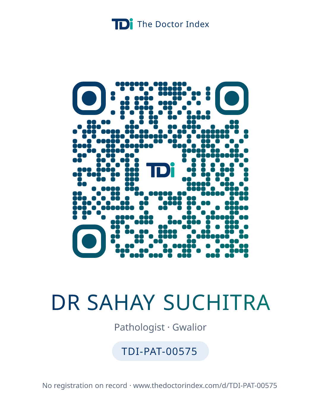 QR card for Dr Sahay Suchitra, TDI-PAT-00575
