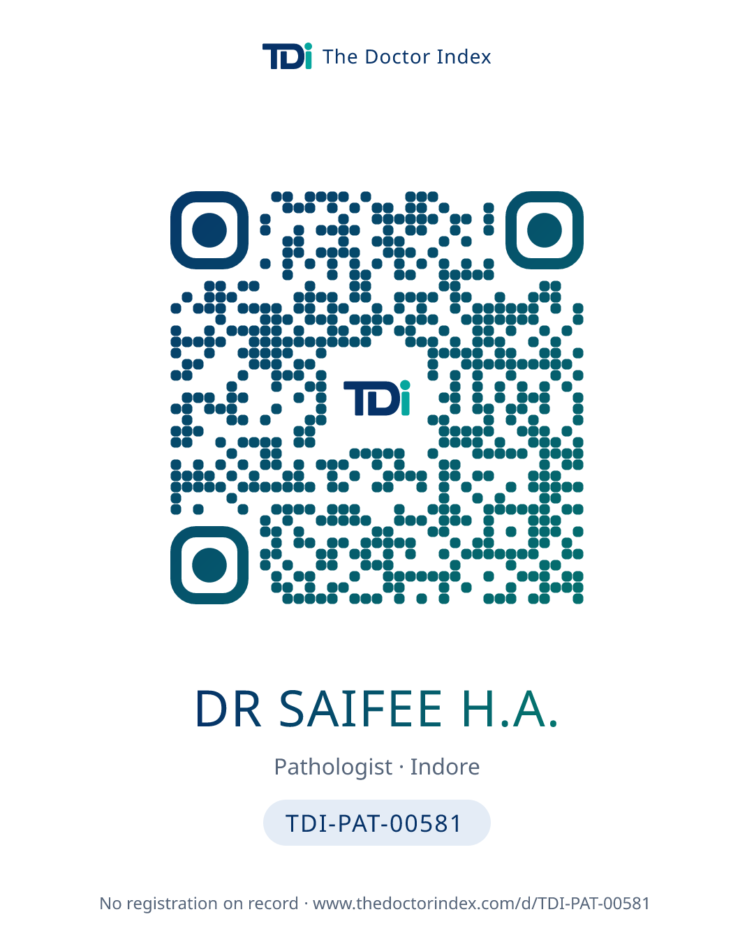QR card for Dr Saifee H.A., TDI-PAT-00581