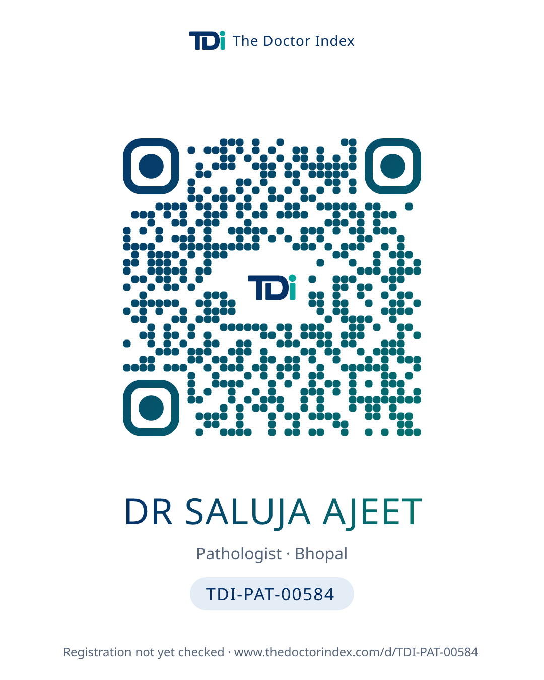 QR card for Dr Saluja Ajeet, TDI-PAT-00584
