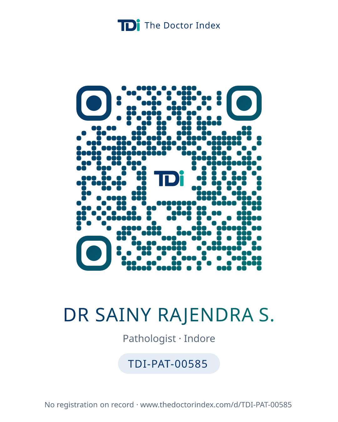 QR card for Dr Sainy Rajendra S., TDI-PAT-00585