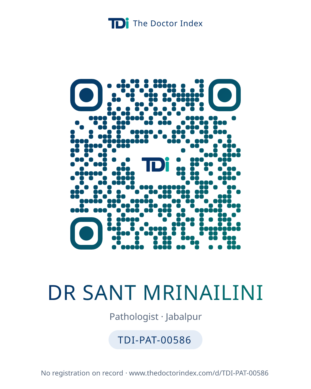 QR card for Dr Sant Mrinailini, TDI-PAT-00586