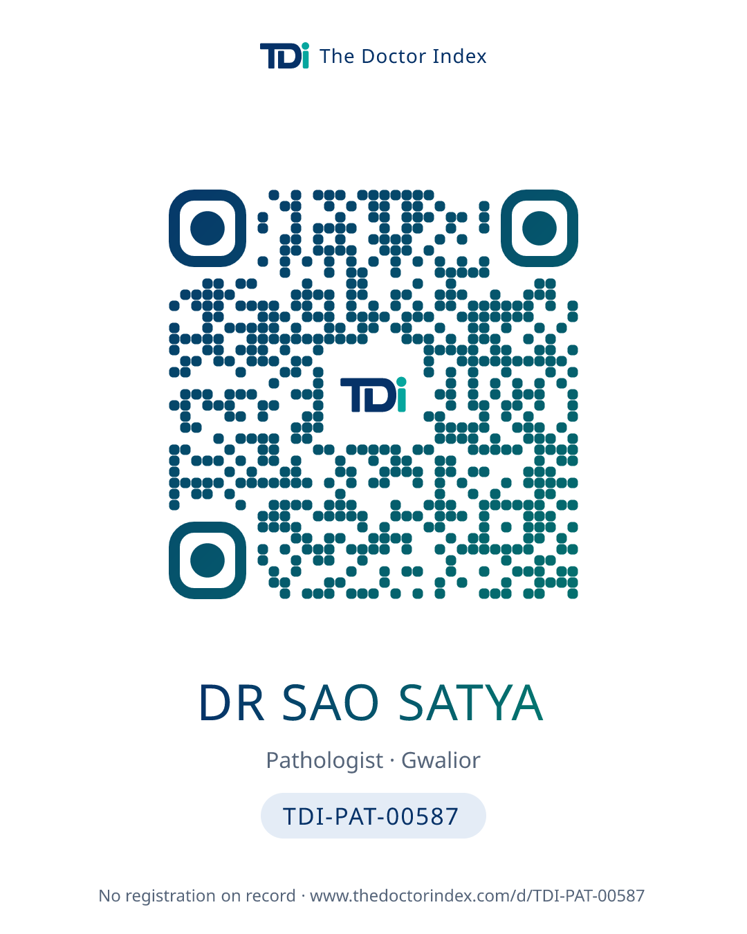 QR card for Dr Sao Satya, TDI-PAT-00587