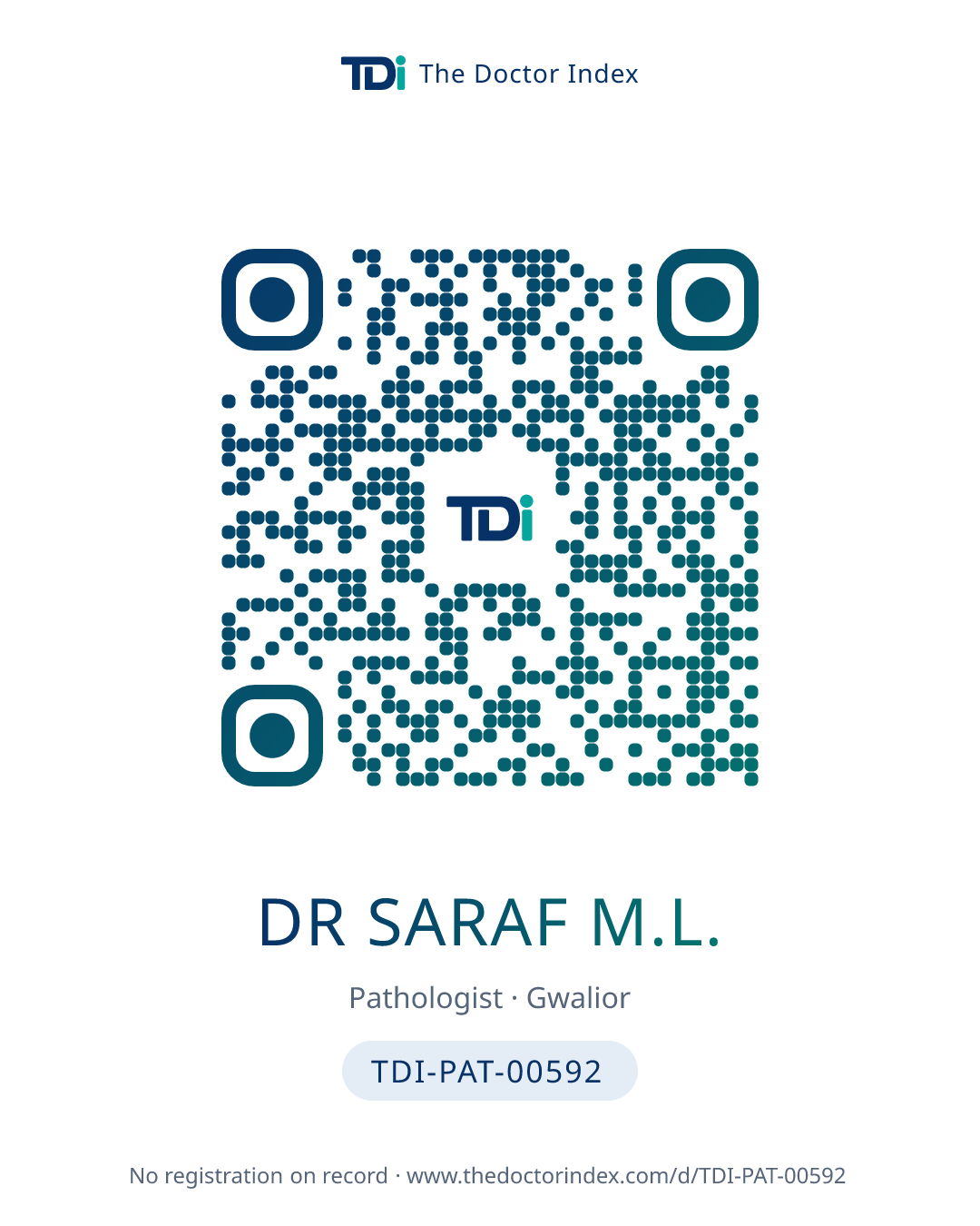QR card for Dr Saraf M.L., TDI-PAT-00592