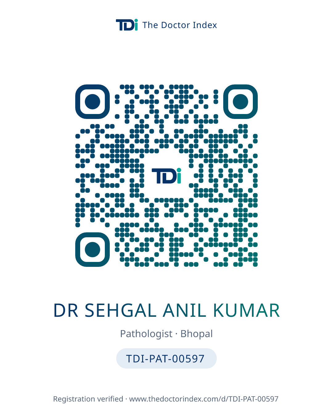 QR card for Dr Sehgal Anil Kumar, TDI-PAT-00597