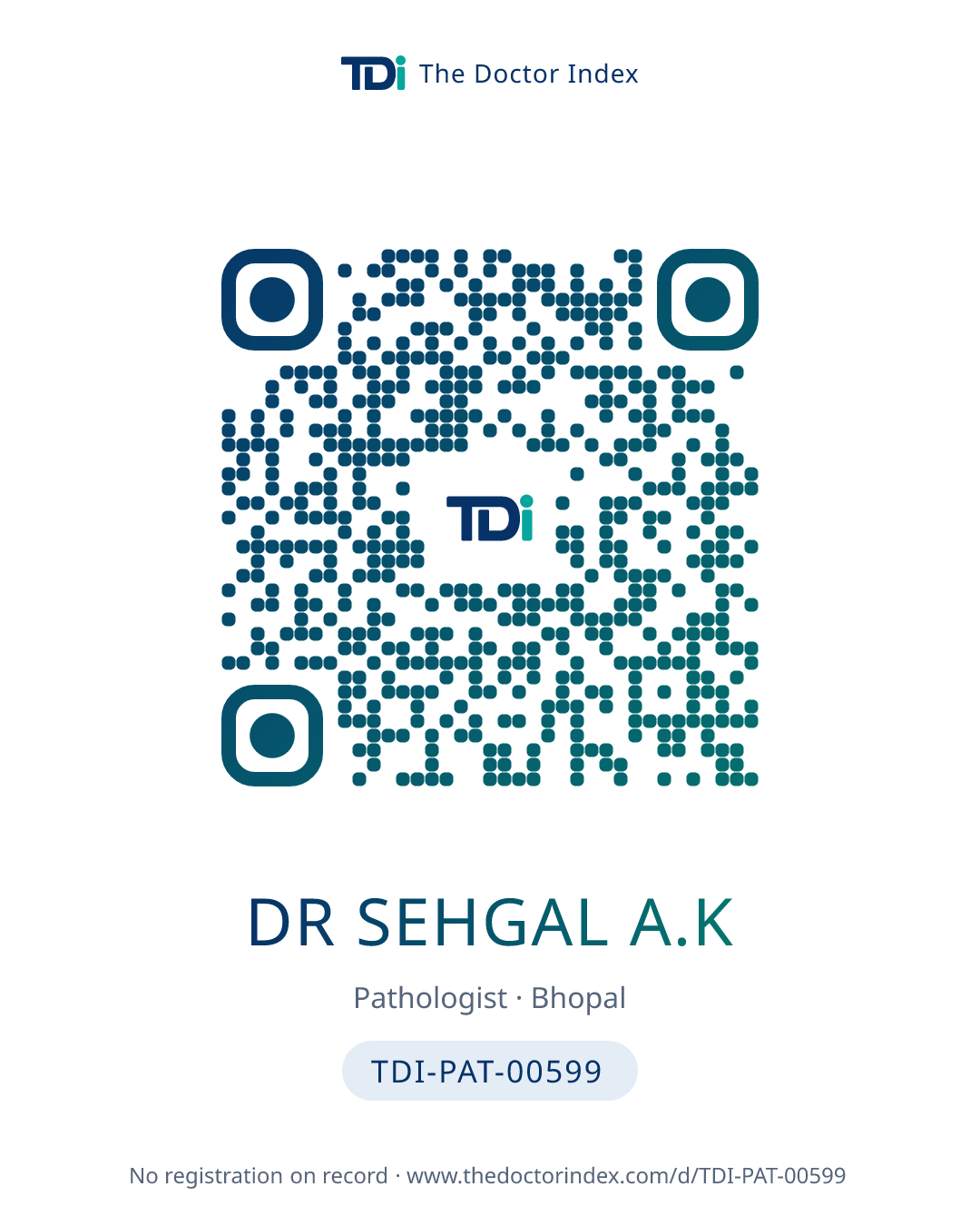 QR card for Dr Sehgal A.K, TDI-PAT-00599