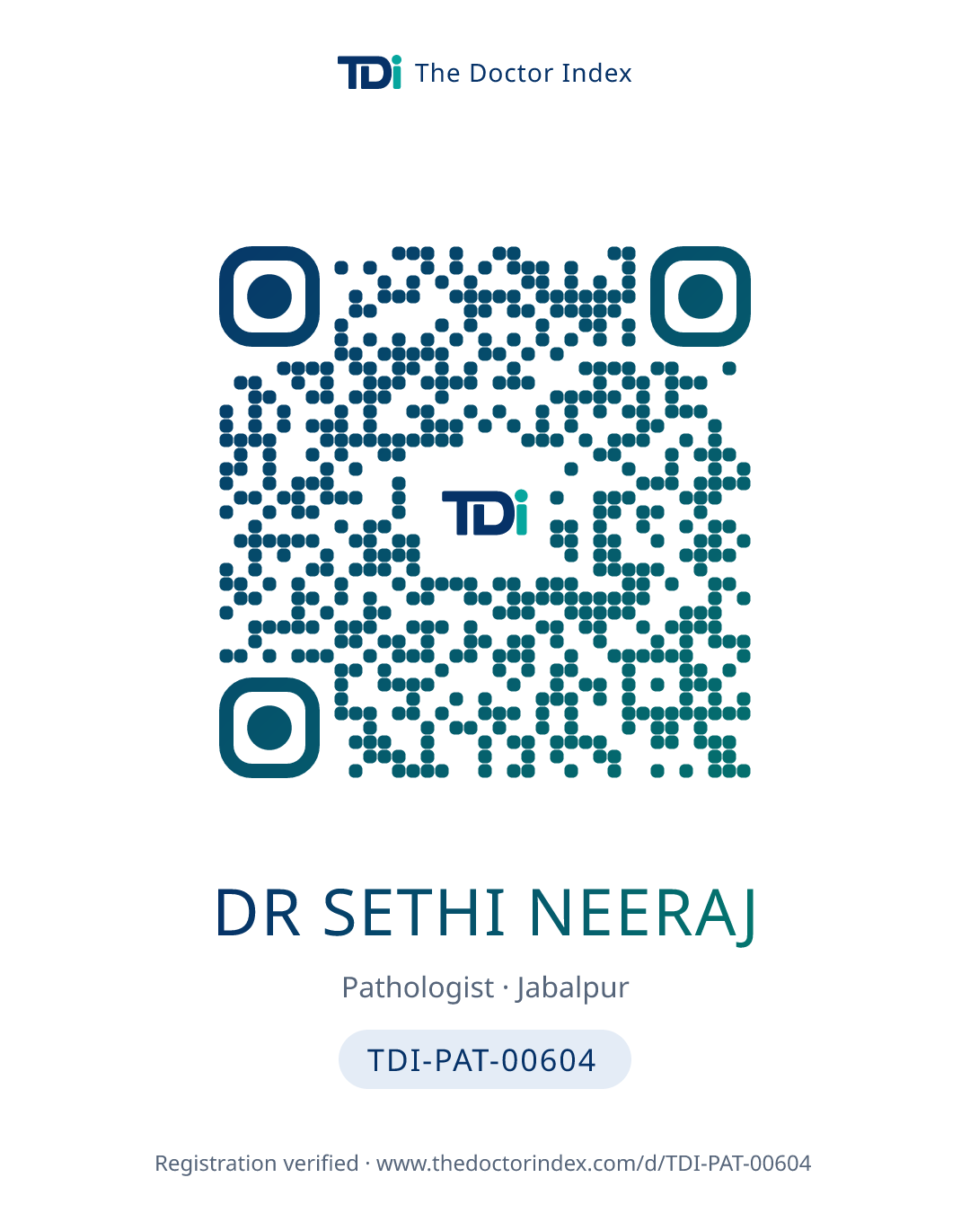 QR card for Dr Sethi Neeraj, TDI-PAT-00604