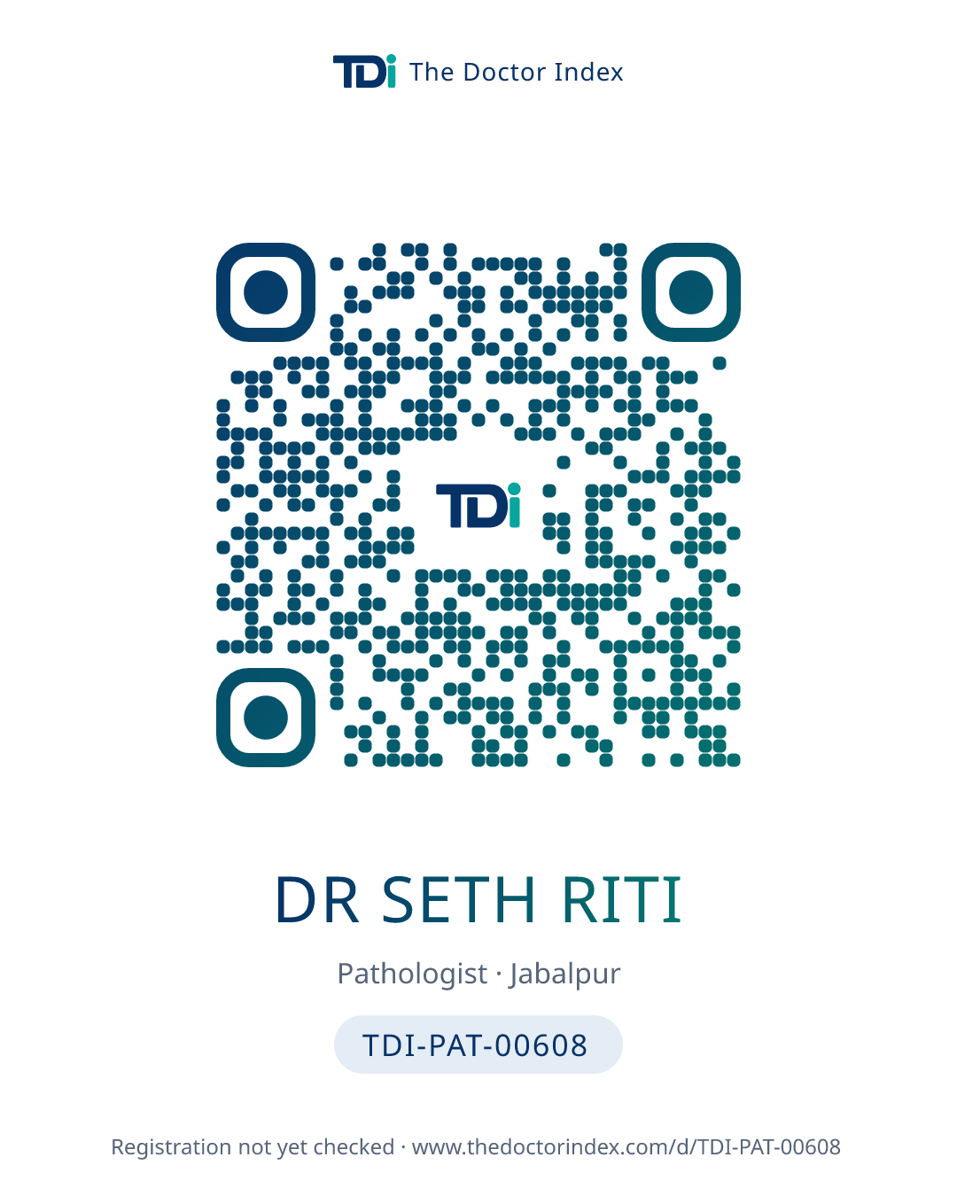 QR card for Dr Seth Riti, TDI-PAT-00608