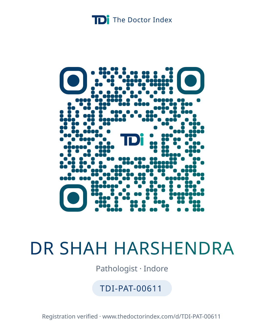 QR card for Dr Shah Harshendra, TDI-PAT-00611