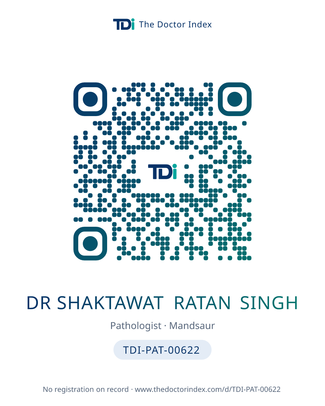 QR card for Dr Shaktawat Ratan Singh, TDI-PAT-00622