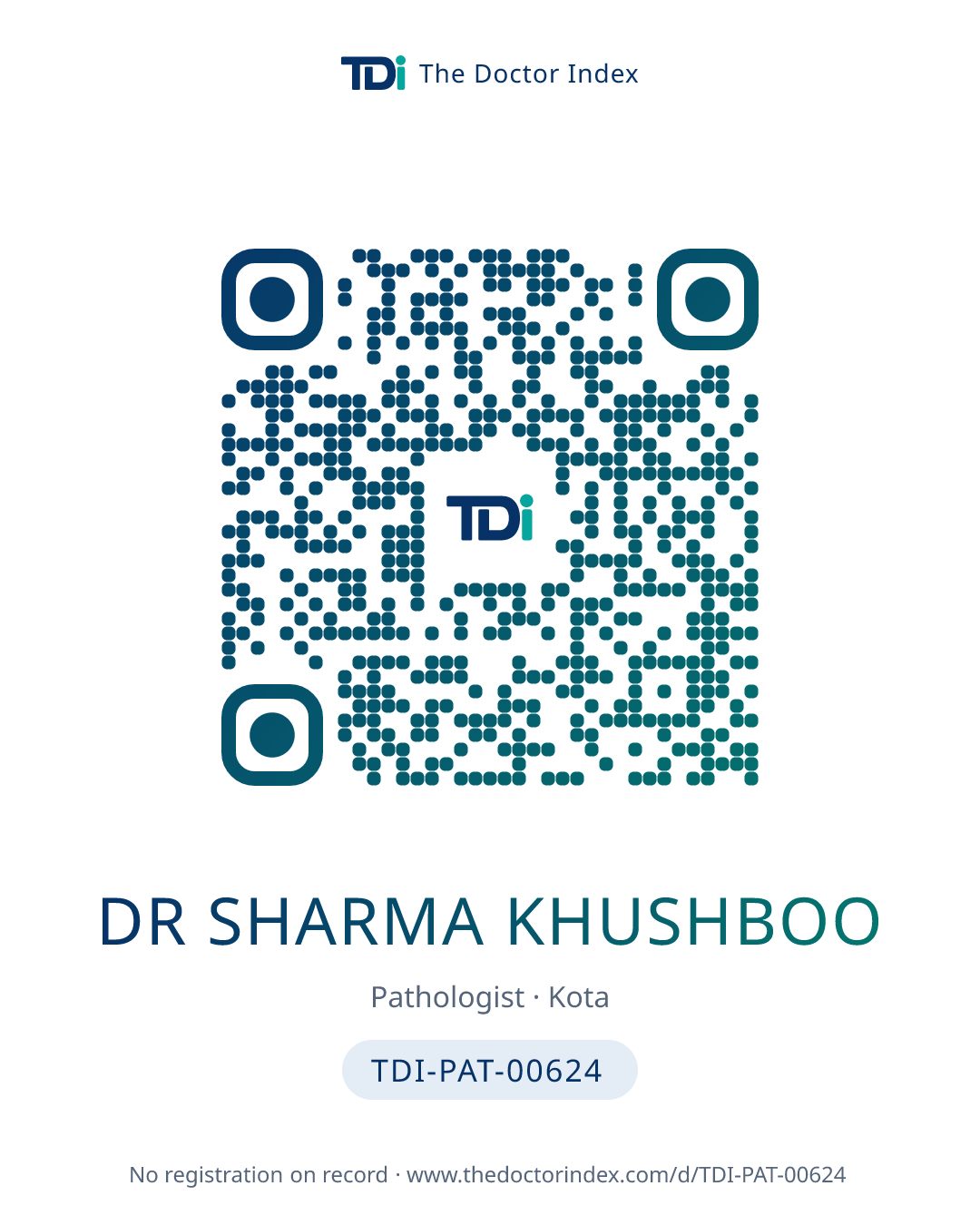 QR card for Dr Sharma Khushboo, TDI-PAT-00624