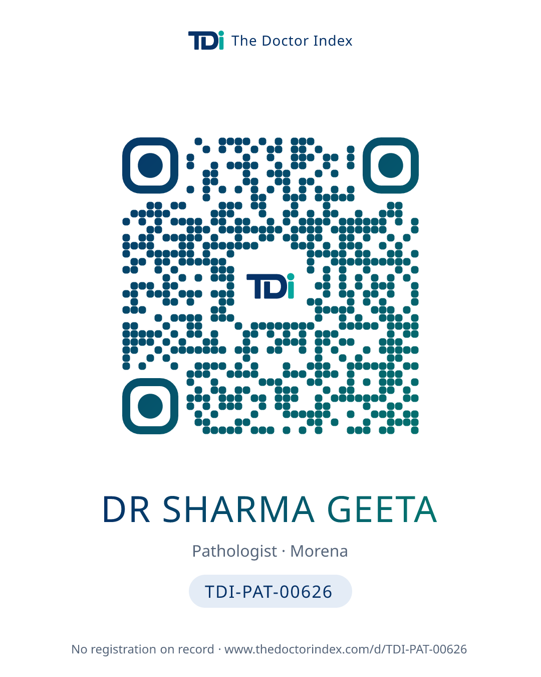QR card for Dr Sharma Geeta, TDI-PAT-00626