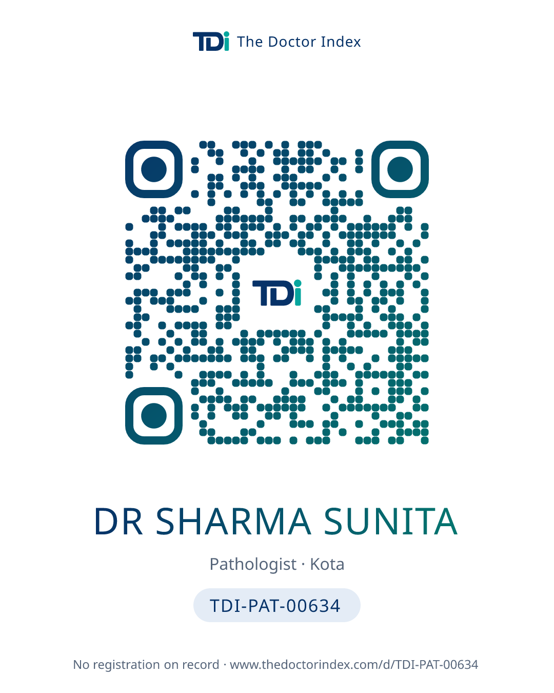QR card for Dr Sharma Sunita, TDI-PAT-00634