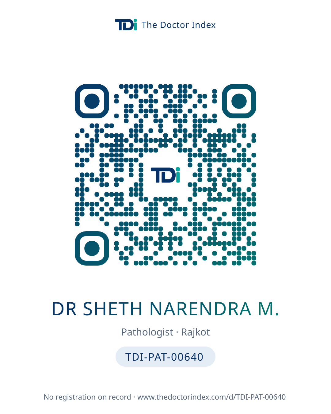 QR card for Dr Sheth Narendra M., TDI-PAT-00640