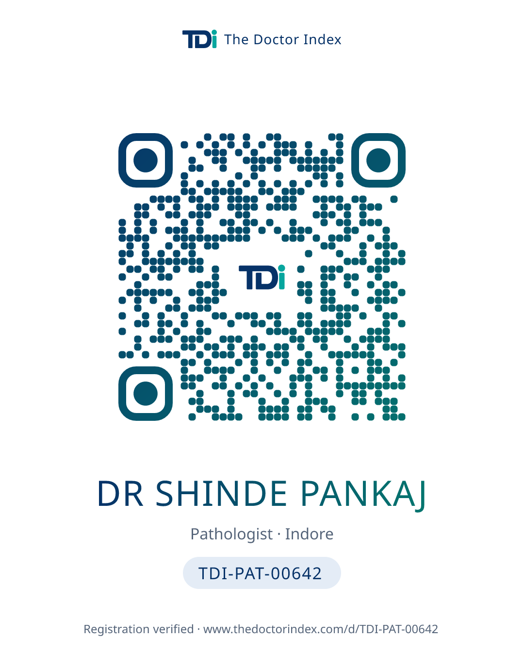 QR card for Dr Shinde Pankaj, TDI-PAT-00642